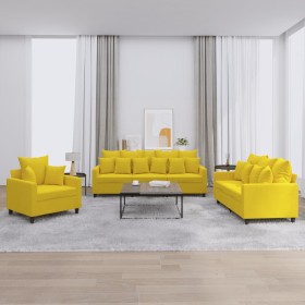 Yellow velvet 3-piece sofa set with cushions by , Sofas - Ref: Foro24-3201686, Price: 656,52 €, Discount: %