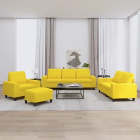 4-piece light yellow fabric sofa set by , Sofas - Ref: Foro24-3201879, Price: 703,32 €, Discount: %