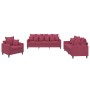 Three-piece velvet sofa set with red wine cushions by , Sofas - Ref: Foro24-3201684, Price: 654,86 €, Discount: %