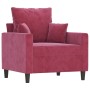 Three-piece velvet sofa set with red wine cushions by , Sofas - Ref: Foro24-3201684, Price: 654,86 €, Discount: %