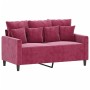 Three-piece velvet sofa set with red wine cushions by , Sofas - Ref: Foro24-3201684, Price: 654,86 €, Discount: %