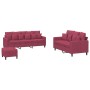 Three-piece velvet sofa set with red wine cushions by , Sofas - Ref: Foro24-3201734, Price: 541,99 €, Discount: %