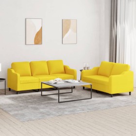 Set Sofas mit 2 Stück Kissen aus hellgelbem Stoff von , Sofas - Ref: Foro24-3201839, Preis: 459,99 €, Rabatt: %