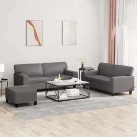 3-piece gray faux leather sofa set by , Sofas - Ref: Foro24-3201921, Price: 547,91 €, Discount: %