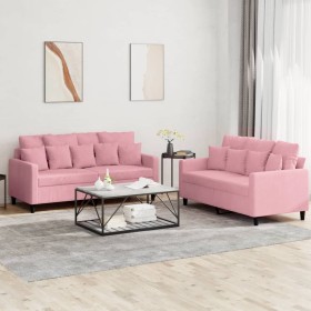 Pink velvet 2-piece sofa set with cushions by , Sofas - Ref: Foro24-3201703, Price: 458,99 €, Discount: %