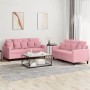 Pink velvet 2-piece sofa set with cushions by , Sofas - Ref: Foro24-3201703, Price: 457,88 €, Discount: %