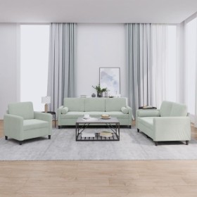 3-piece light gray velvet sofa set with cushions by , Sofas - Ref: Foro24-3201954, Price: 650,86 €, Discount: %