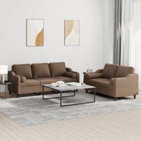 2-piece brown fabric sofa set with cushions by , Sofas - Ref: Foro24-3201853, Price: 572,33 €, Discount: %