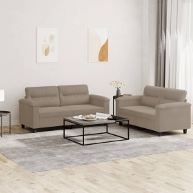 Set von Sofas mit 2-teiligen Kissen taupefarbener Mikrofaserstoff von , Sofas - Ref: Foro24-3202314, Preis: 492,92 €, Rabatt: %