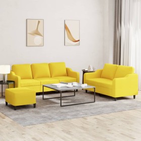 3-piece sofa set with light yellow fabric cushions by , Sofas - Ref: Foro24-3201847, Price: 512,99 €, Discount: %