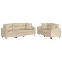 Set Sofas mit Kissen 2 Stück Mikrofaserstoff creme von , Sofas - Ref: Foro24-3202354, Preis: 580,58 €, Rabatt: %