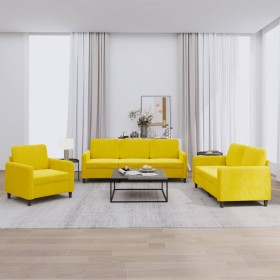 Juego de sofás 3 piezas terciopelo amarillo de , Sofás - Ref: Foro24-3201940, Precio: 671,49 €, Descuento: %