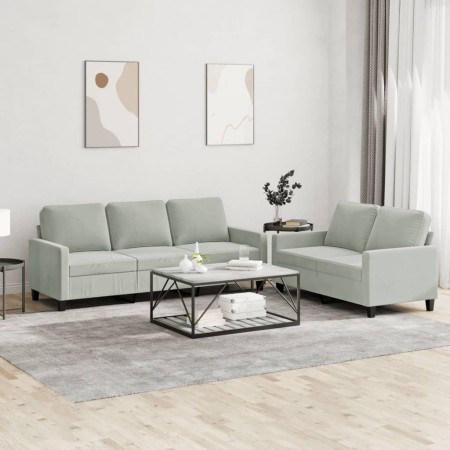 Sofagarnitur mit 2 Stück hellgrauen Samtkissen von , Sofas - Ref: Foro24-3201516, Preis: 526,06 €, Rabatt: %