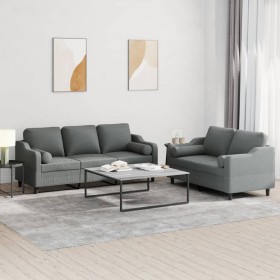 Set Sofas mit 2 Stück Kissen dunkelgrauer Stoff von , Sofas - Ref: Foro24-3201851, Preis: 536,54 €, Rabatt: %