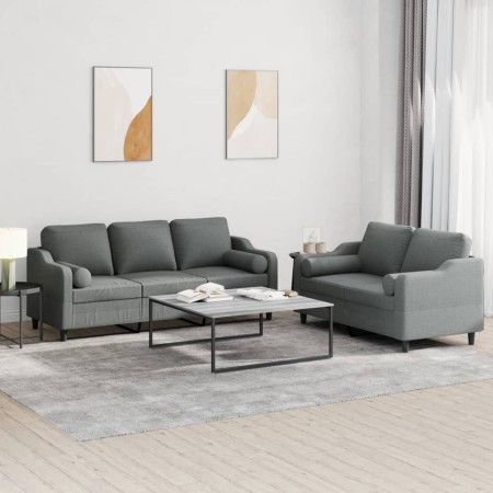 Set Sofas mit 2 Stück Kissen dunkelgrauer Stoff von , Sofas - Ref: Foro24-3201851, Preis: 576,25 €, Rabatt: %