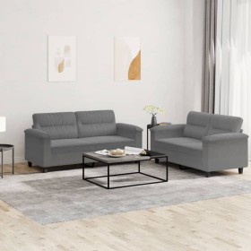 Set von Sofas mit 2 teiligen Kissen dunkelgrauer Mikrofaserstoff von , Sofas - Ref: Foro24-3202316, Preis: 532,34 €, Rabatt: %