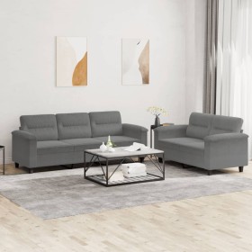 Set von Sofas mit 2 teiligen Kissen dunkelgrauer Mikrofaserstoff von , Sofas - Ref: Foro24-3202340, Preis: 593,02 €, Rabatt: %