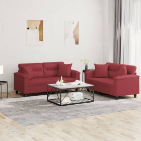 Sofagarnitur mit 2 Stück Kissen Kunstleder rot rot von , Sofas - Ref: Foro24-3202375, Preis: 522,99 €, Rabatt: %