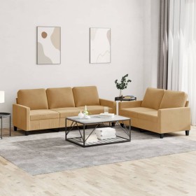 2-piece brown velvet sofa set with cushions by , Sofas - Ref: Foro24-3201523, Price: 494,99 €, Discount: %