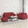 3-piece red wine faux leather sofa set with cushions by , Sofas - Ref: Foro24-3202380, Price: 562,53 €, Discount: %