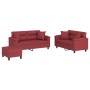 3-piece red wine faux leather sofa set with cushions by , Sofas - Ref: Foro24-3202380, Price: 562,53 €, Discount: %