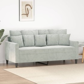 Light gray velvet 2-seater sofa, 140 cm by , Sofas - Ref: Foro24-359303, Price: 244,99 €, Discount: %