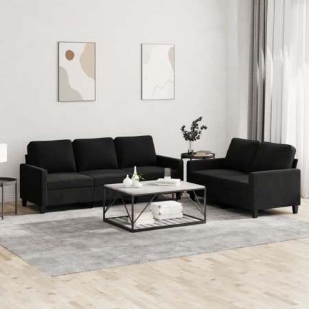 2-piece black velvet sofa set with cushions by , Sofas - Ref: Foro24-3201521, Price: 515,99 €, Discount: %