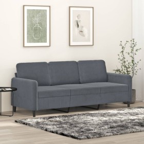 Dark gray velvet 3-seater sofa, 180 cm by , Sofas - Ref: Foro24-359453, Price: 247,08 €, Discount: %