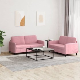 Zweiteilige Sofagarnitur aus rosafarbenem Samt von , Sofas - Ref: Foro24-3201977, Preis: 434,89 €, Rabatt: %