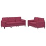 Set of sofas with 2 pieces of burgundy red velvet cushions by , Sofas - Ref: Foro24-3202038, Price: 546,74 €, Discount: %