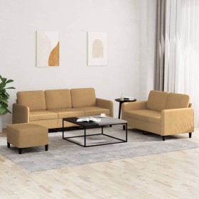 3-piece brown velvet sofa set by , Sofas - Ref: Foro24-3202031, Price: 552,99 €, Discount: %