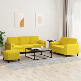 3-piece velvet yellow sofa set with cushions by , Sofas - Ref: Foro24-3202050, Price: 595,38 €, Discount: %