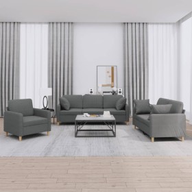 3-piece dark gray fabric sofa set with cushions by , Sofas - Ref: Foro24-3202071, Price: 676,99 €, Discount: %