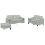 Set von Sofas mit 3 Stück Kissen hellgrauer Samt von , Sofas - Ref: Foro24-3202004, Preis: 491,67 €, Rabatt: %