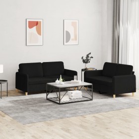 Sofagarnitur mit 2 Stück Kissen aus schwarzem Stoff von , Sofas - Ref: Foro24-3202090, Preis: 446,99 €, Rabatt: %