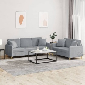 Set von Sofas mit 2 Stück Kissen aus hellgrauem Stoff von , Sofas - Ref: Foro24-3202134, Preis: 545,99 €, Rabatt: %