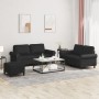 3-piece black faux leather sofa set with cushions by , Sofas - Ref: Foro24-3202155, Price: 530,32 €, Discount: %