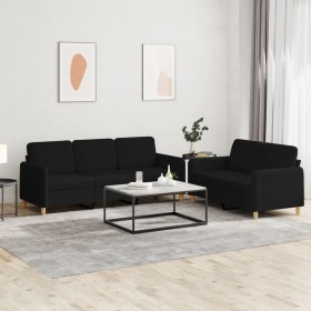 2-piece black fabric sofa set with cushions by , Sofas - Ref: Foro24-3202122, Price: 500,98 €, Discount: %