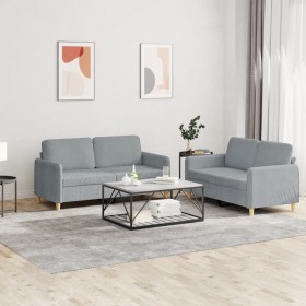 Set von Sofas mit 2 Stück Kissen aus hellgrauem Stoff von , Sofas - Ref: Foro24-3202086, Preis: 446,99 €, Rabatt: %