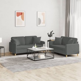 2-piece dark gray fabric sofa set with cushions by , Sofas - Ref: Foro24-3202103, Price: 460,99 €, Discount: %