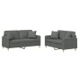 Set Sofas mit 2 Stück Kissen dunkelgrauer Stoff von , Sofas - Ref: Foro24-3202103, Preis: 462,58 €, Rabatt: %