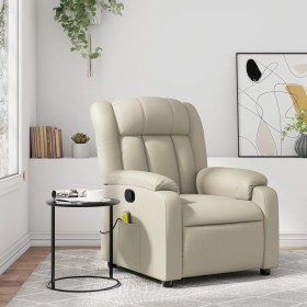 Reclining massage armchair in cream synthetic leather by , Armchairs - Ref: Foro24-373568, Price: 249,99 €, Discount: %