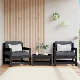 Sillones de jardín 2 unidades madera maciza pino negro de , Sofás modulares de exterior - Ref: Foro24-825496, Precio: 148,99 ...