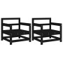 Garden armchairs, 2 units, solid black pine wood by , Modular outdoor sofas - Ref: Foro24-825496, Price: 148,99 €, Discount: %