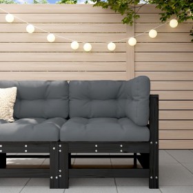 Garten-Ecksofa aus massivem Kiefernholz schwarz von , Modulare Sofas für den Außenbereich - Ref: Foro24-825608, Preis: 81,53 ...