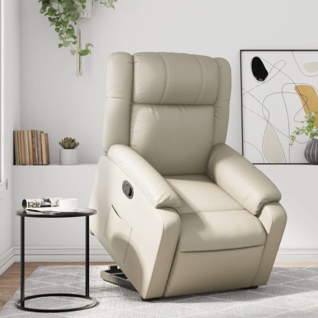 Cream-colored artificial leather reclining and lift chair by , Armchairs - Ref: Foro24-3205151, Price: 286,60 €, Discount: %