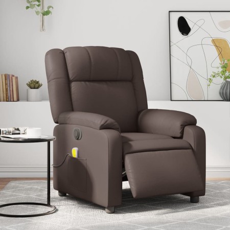 Sillón de masaje reclinable eléctrico cuero sintético marrón de , Sillones - Ref: Foro24-3205145, Precio: 293,04 €, Descuento: %