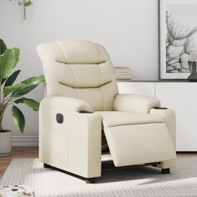 Sillón reclinable eléctrico de cuero sintético crema de , Sillones - Ref: Foro24-3206586, Precio: 257,27 €, Descuento: %