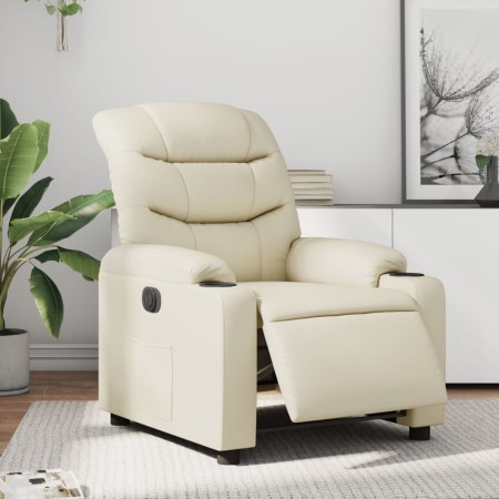 Sillón reclinable eléctrico de cuero sintético crema de , Sillones - Ref: Foro24-3206586, Precio: 257,99 €, Descuento: %