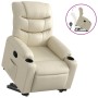 Sillón reclinable elevable cuero artificial color crema de , Sillones - Ref: Foro24-3206600, Precio: 298,57 €, Descuento: %